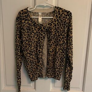 Cherokee Leopard Print Cardigan - Tan and Black